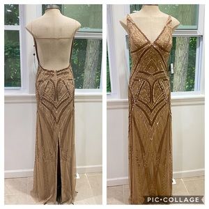 Adrianna Papell beaded long sleeves gown